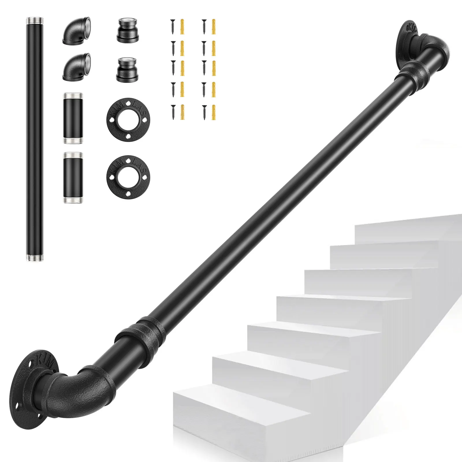 1-3M Secure Pipe Stair Handrails Staircase Indoor Outdoor Wall ...