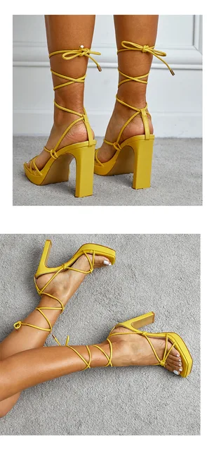 Bettie Page Yellow Shoes by Ellie Women's Sandals Heels Size 8 | eBay