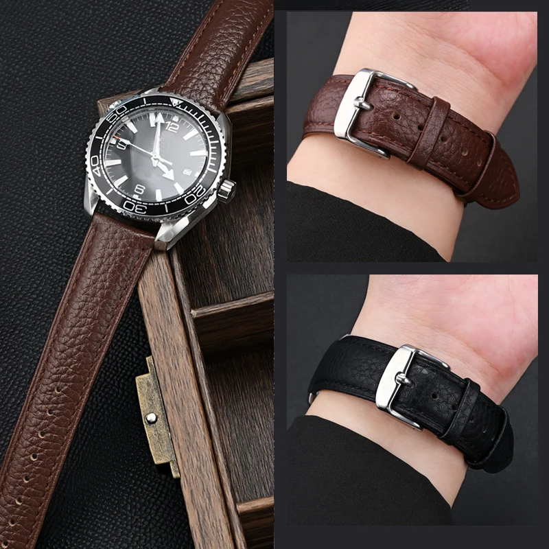 Elegant Universal Brown Genuine Leather Watch Band - Adjustable Cowhide Strap