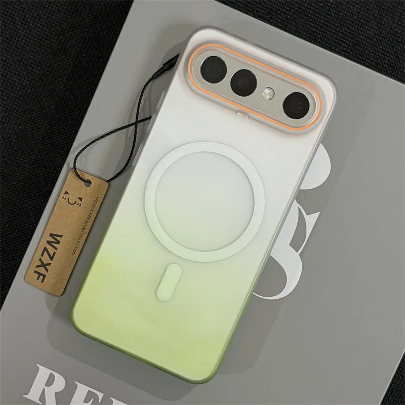 Luxury Magnetic Gradient Semi-Transparent PC Phone Cover with Wireless Charging Compatibility