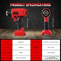 400W Cordless Heat Gun for Dewalt/Milwaukee 20V Max Battery Heat Shrink Wrapping Overload Protection Hot Air Gun (No Battery) 2
