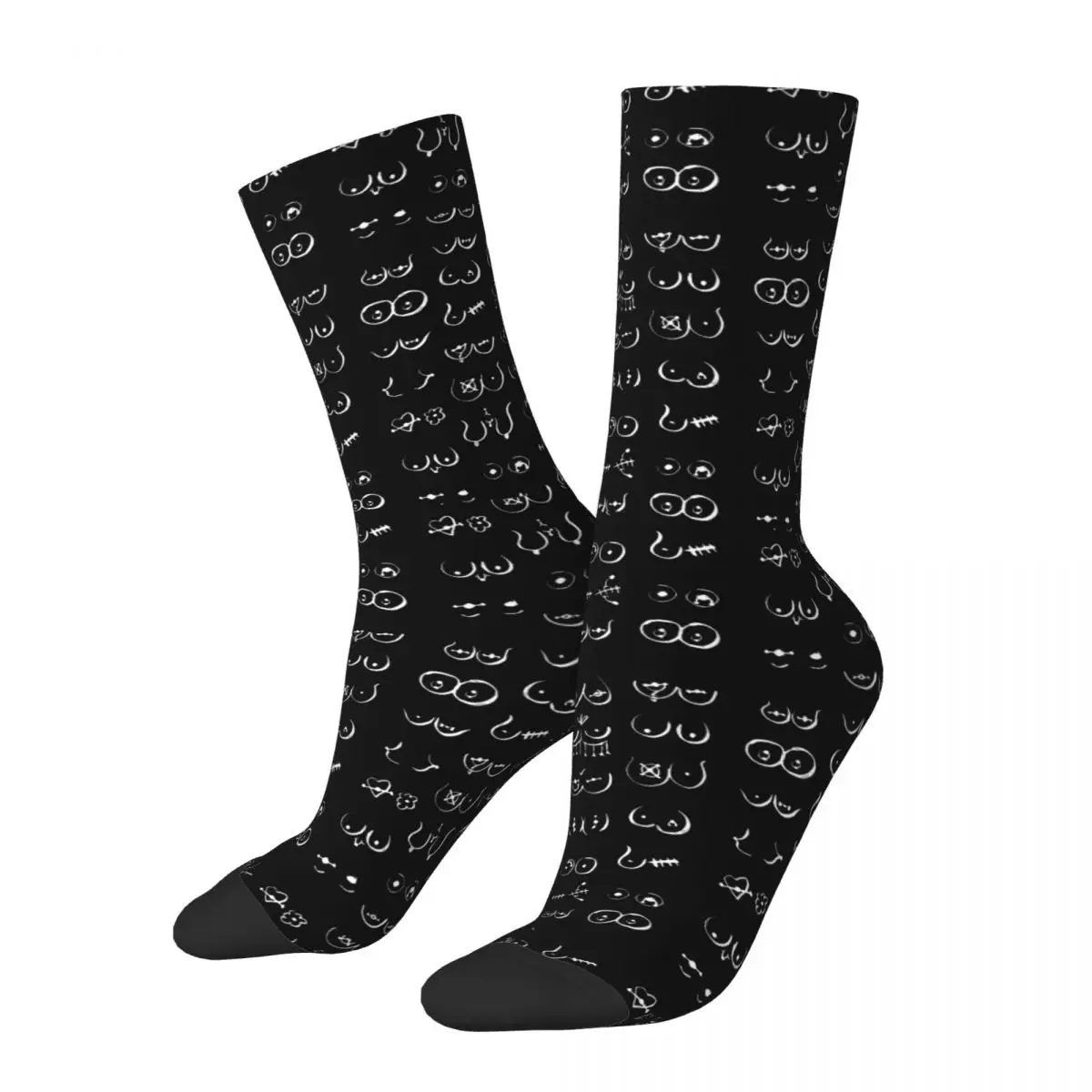 

Black And White Badass Boobs Socks New 3D Print Funny Harajuku Unisex Middle Tube Socks