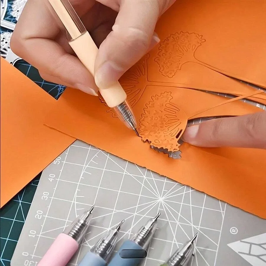 1 pz avvolgimento taglio multiuso penna coltello pressa retrattile mano conto penna coltello arte creativa utensile da taglio carta per studente - immagine 5