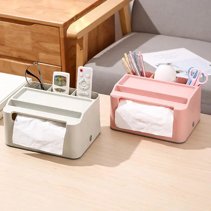 Tissue Box Napkin Holder Remote Control Storage Desk Organizer Office Multifunctional Sundries Container Storage Home 4
