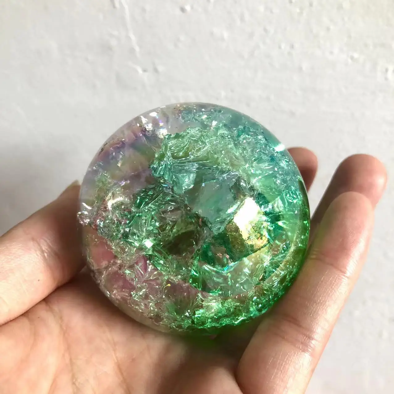 Regenbogen Engel Aura Kugel Geknackt Glas Kristall Ball Healing Steine Edelstein Für Dekoration Home Meditation