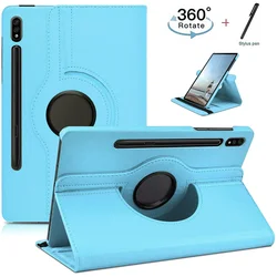 Premium 360 Rotating PU Leather Tablet Stand Cover with Auto Sleep/Wake & Pen Holder - Fits 11-Inch Tablets for Tab S9 (11inch) X710 (Light blue)