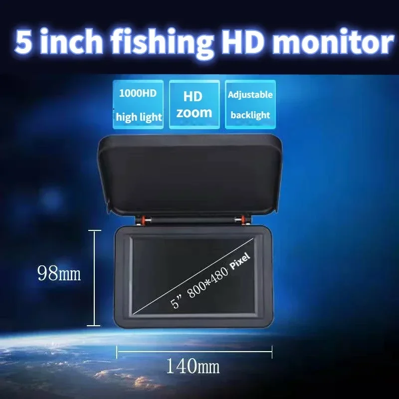 Fish Detection Display 5-inch AHD-1080P 1500 brightness IPS screen full viewing angle visual fishing equipment fish detection display color toning zoom