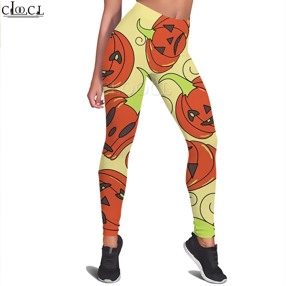 

CLOOCL Women Leggings Pumpkin Graphic Print Fashion Legging Female Halloween Push Up Elastic Waist Trousers Yoga Pants