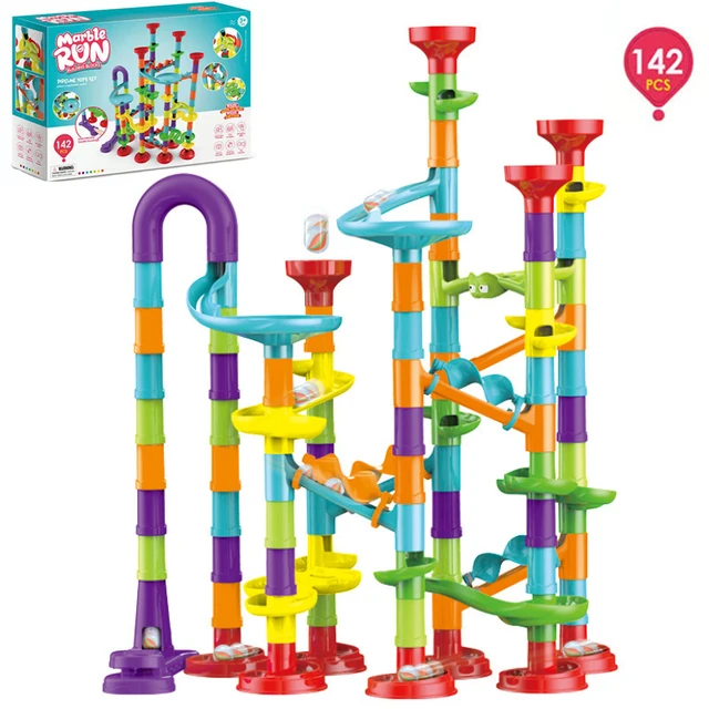 142PCS DIY Assembly Building Blocks Toy Marble Run Race Pipeline Block Kids Construction STEM Eduation Set Gift 1