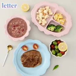 1pc conjunto de louça do bebê doces froal tigela pratos e grade placa de alimentação de bambu anti quente pratos de placa de treinamento de alimentação das crianças