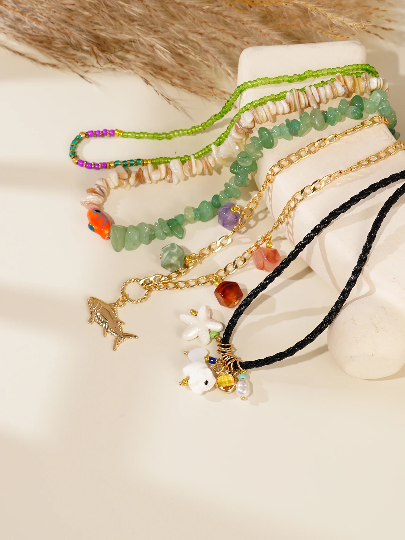 4pcs Womens Bohemian Necklace