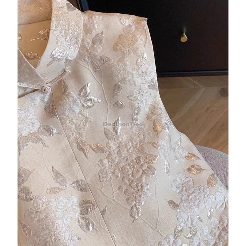2025 new chinese retro style jacquard stand collar sleeveless cheongsam button vest for women elegant fashion vest waistcoat