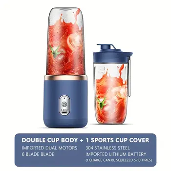 Stylish Portable Double Cup USB Juicer for On-the-Go