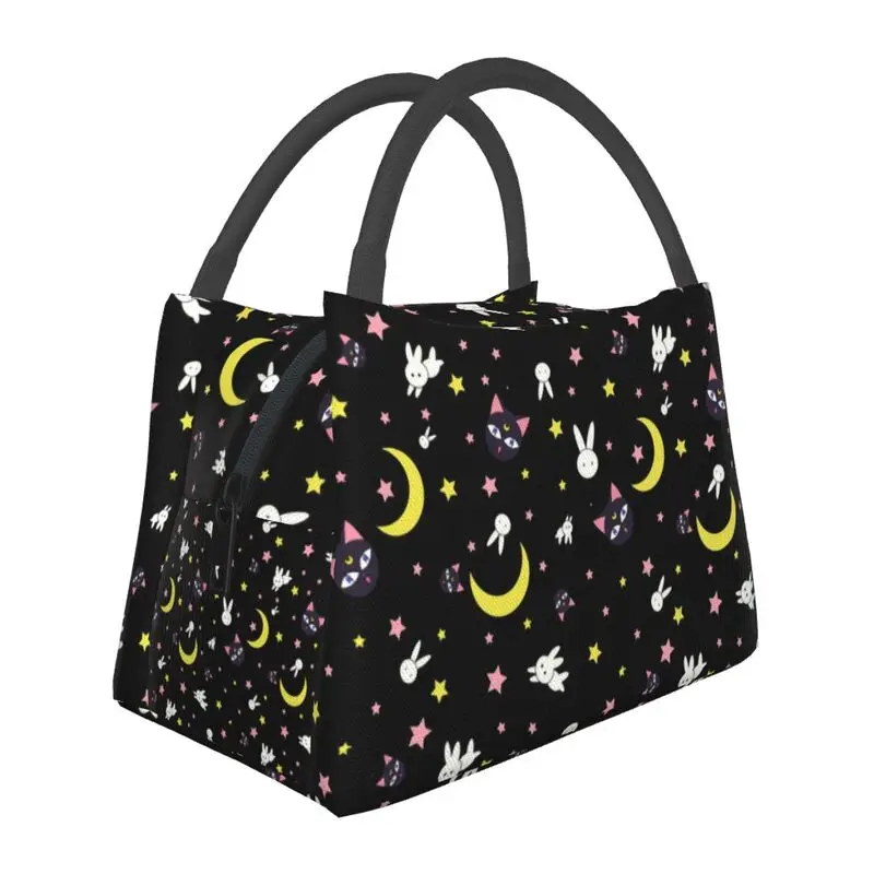 

Sailors Moon Pattern Insulated Lunch Tote Bag for Women Luna Portable Thermal Cooler Food Lunch Box Work Travel
