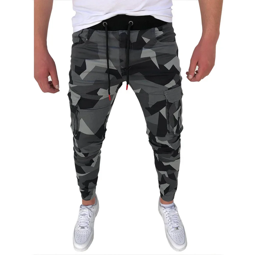 Camouflage Sports Pants Men's Fitness Running Training Trousers Plaid Casual Brothers Maze Patterned Exercise Long Trousers