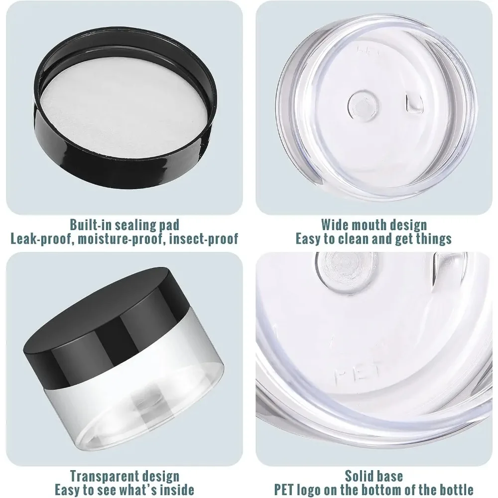 12PCS Plastic Cream Jars Sample Beauty Containers with Leak Proof Wide Mouth Travel bottle for Toiletries Cream 2/3/5/10/15/20ml 3
