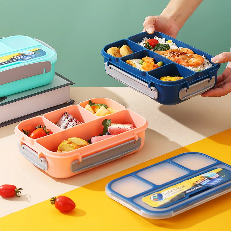 

Bento Box Lunch Box Adult LunchBox Containers For Toddler Kids Adults 1000ml 4 Compartments Fork Leak-Proof Microwave Dishwasher