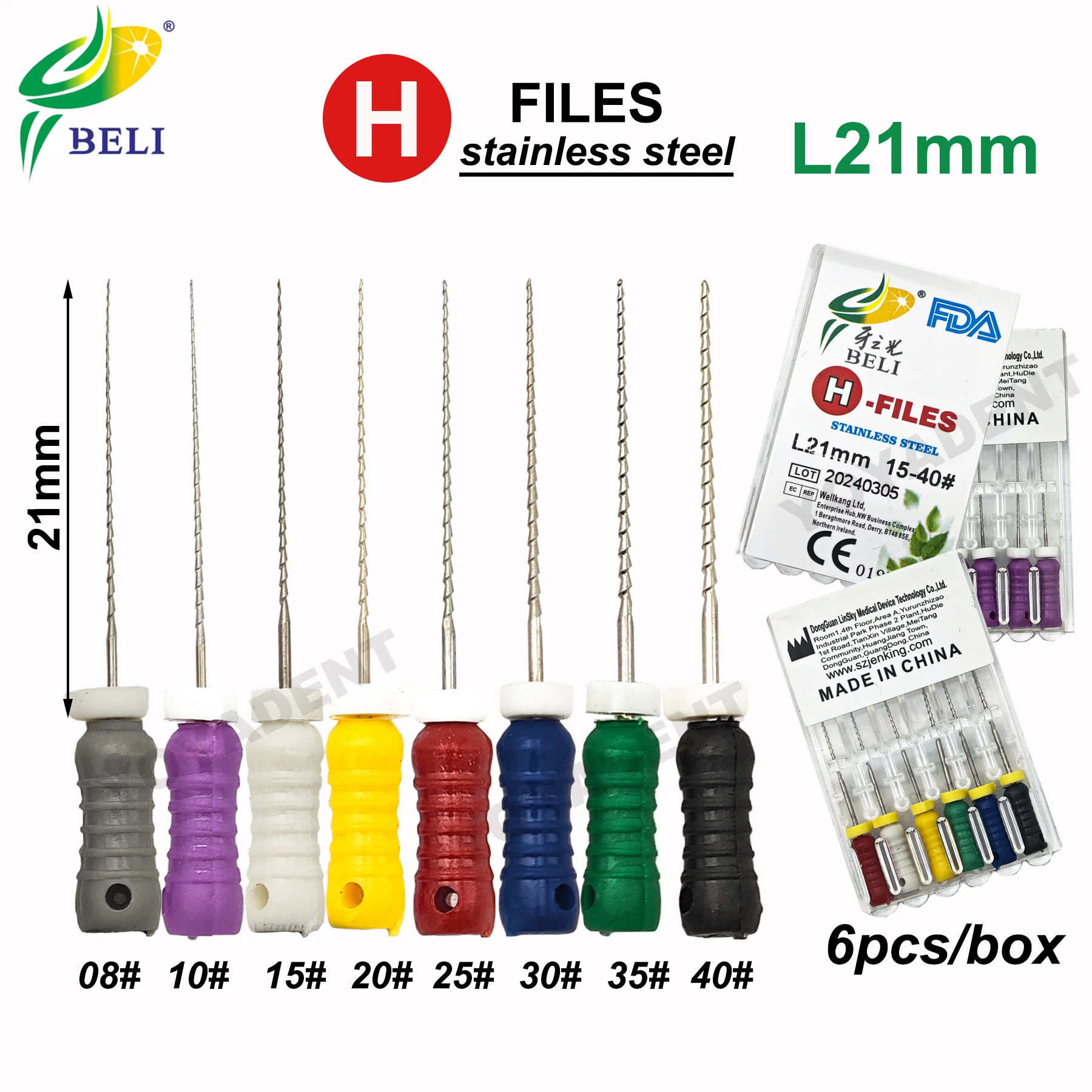 

Dental Files Hand Use H Files Stainless Steel Endodontic Files For Root Canal Treatment Dentistry Material 21mm 6pcs/box