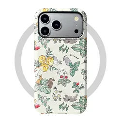 Magnetic Rabbit Leaves Print Phone Case with 2 - in - 1 Film Cover for Huawei Mate 50E (DF - CIX2H1 - JSS263)