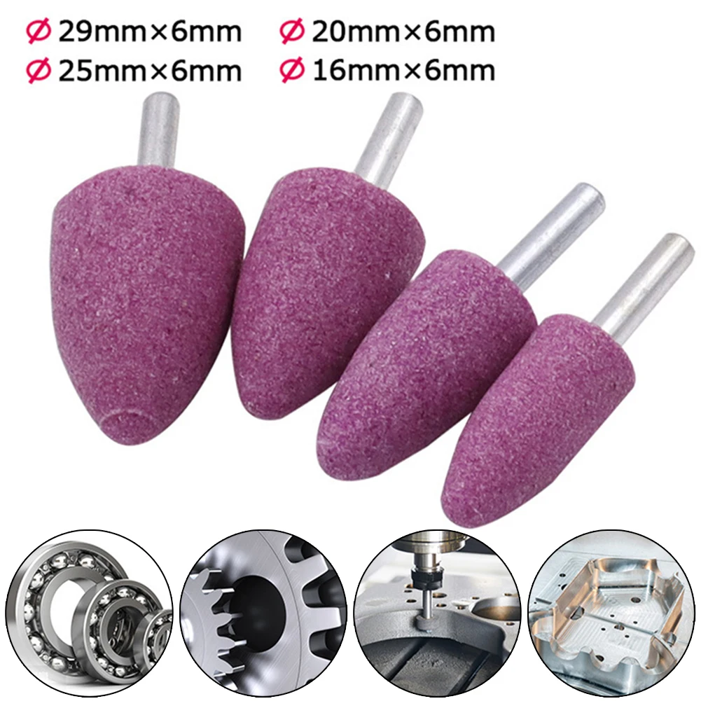 

4 Sizes 1pc Corundum Grinding Head Conical Shape 6mm Shaft Polishing Abrasive Wheel For Dremel Rotary Power Abrasive Tools