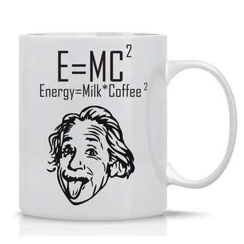 "E = MC2" Energia = Latte × Caffè 2 - Divertente tazza da caffè in ceramica, regali creativi unici per gli amici, regali di compleanno 1