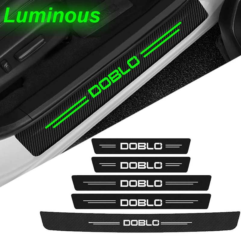 Piastra Di Protezione Del Davanzale Della Portiera Dell'Auto Adesivi Luminosi Della Soglia Del Paraurti Del Bagagliaio Per Fiat Doblo Logo Punto Grand