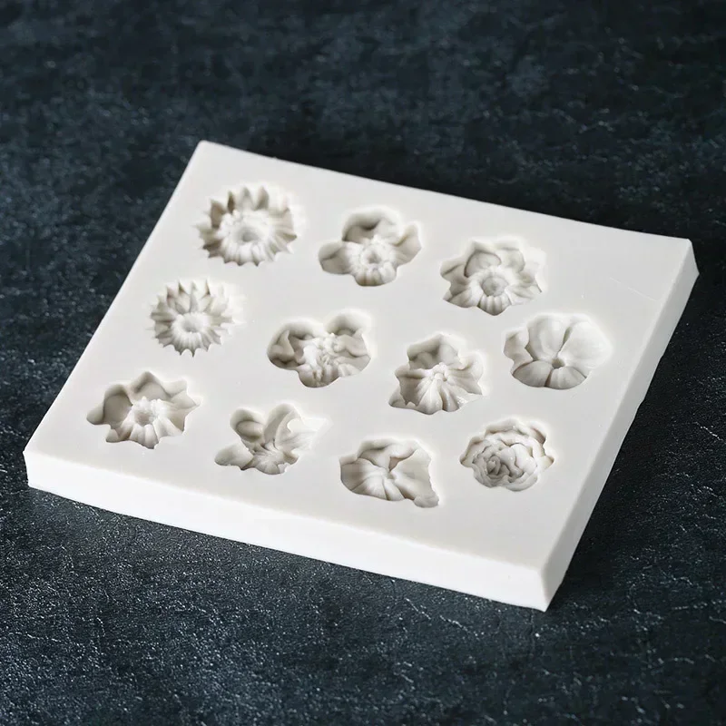Mini Cute Creative Molds Sunflower Rose Flowers Shape Silicone Mold Cake Different Flower Combinations DIY Chocolate Mould Tools