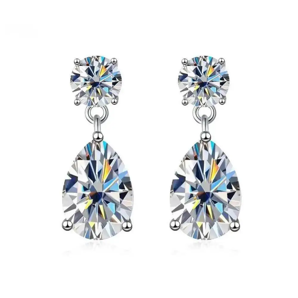 JoiasHome 925 Sterling Silber 3CT D VVS1 Moissanit Tropfen-Ohrringe für Damen und Herren Minimalistisches Luxus-Geschenk Schmuck
