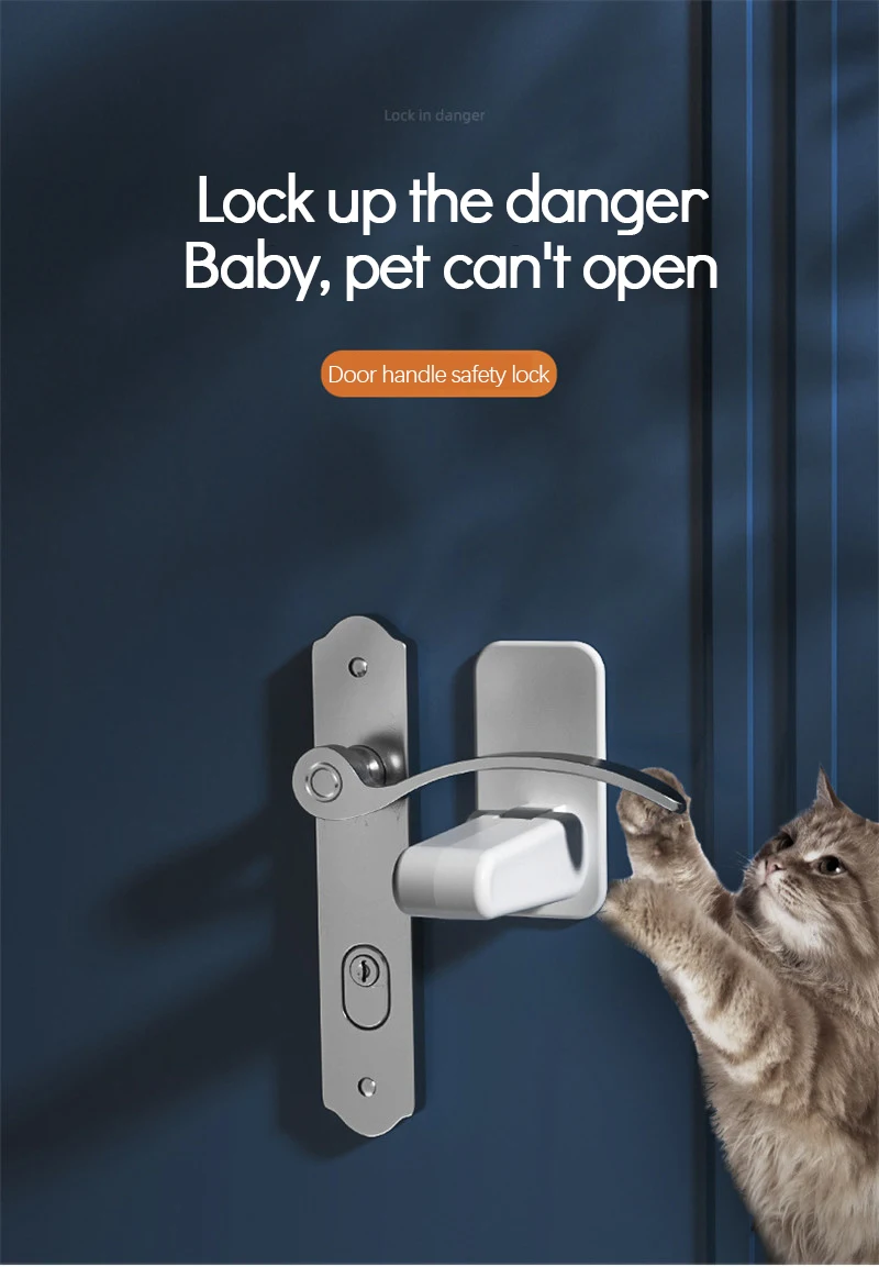 Description Picture 6 of itemHome Universal ABS Protection Device for Children Safety ABS Anti-open Handle Locks Door Lever Lock Baby Kids Safety Doors Lock