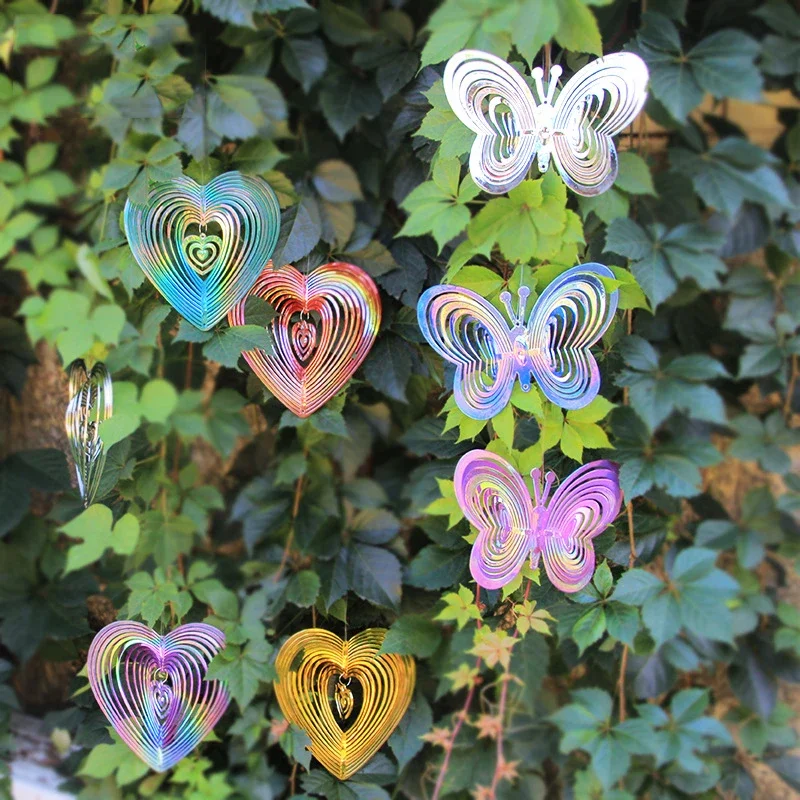 Butterfly Wind Spinner ABS Wind Catcher Love Rotating Chime Butterfly Reflective Scarer Hanging Ornament Garden Decorations