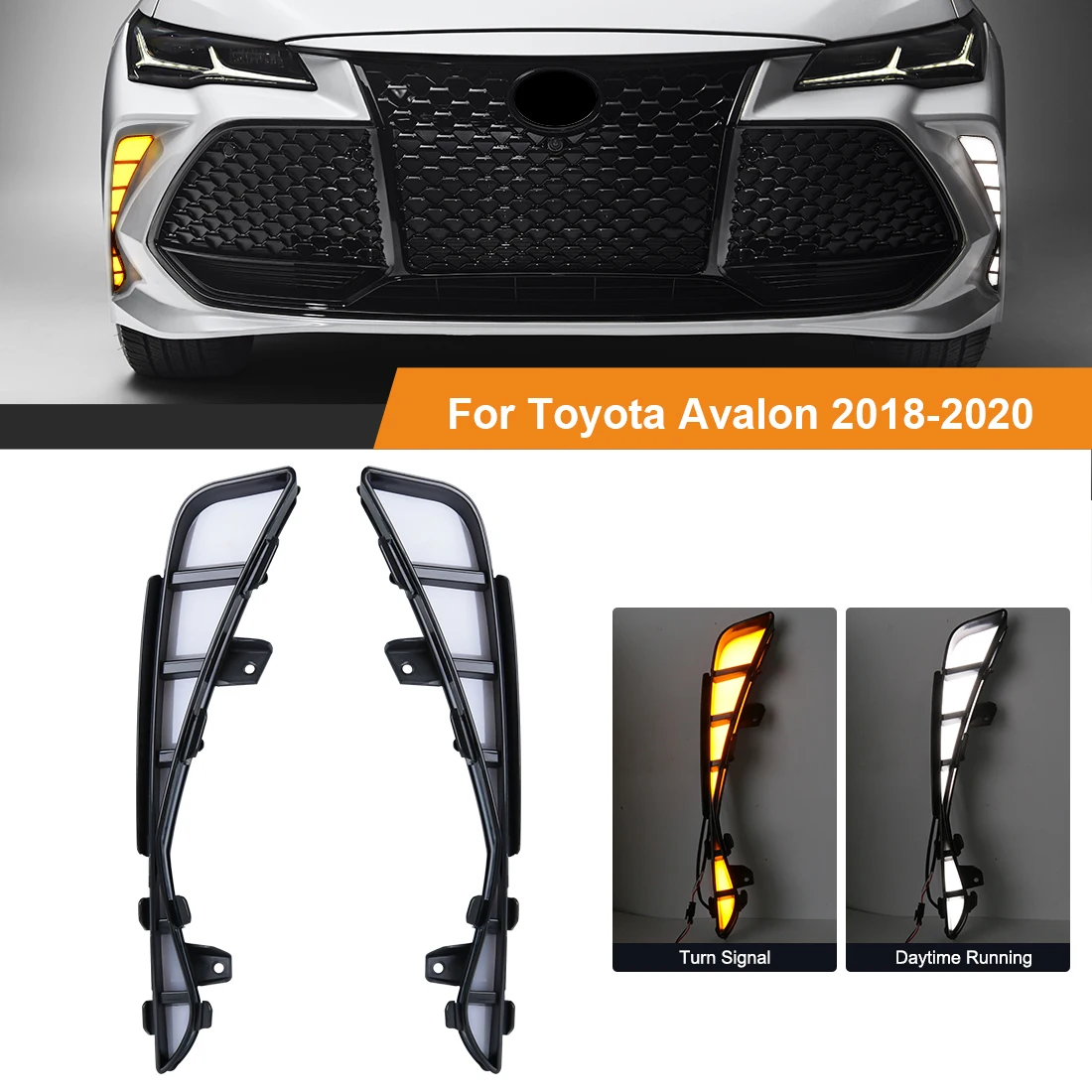 

1 Set For Toyota Avalon 2018 2019 2020 LED Daytime Running Light DRL Fog Lamp Dynamic Turn Signal Light White Yellow Waterproof