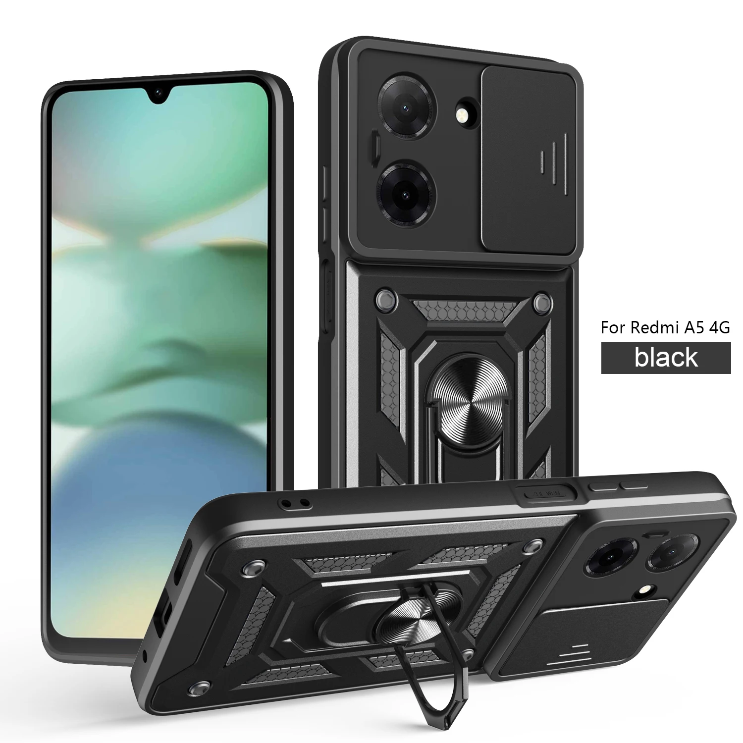 Armored Protective Phone Case with Magnetic Ring and Camera Protection