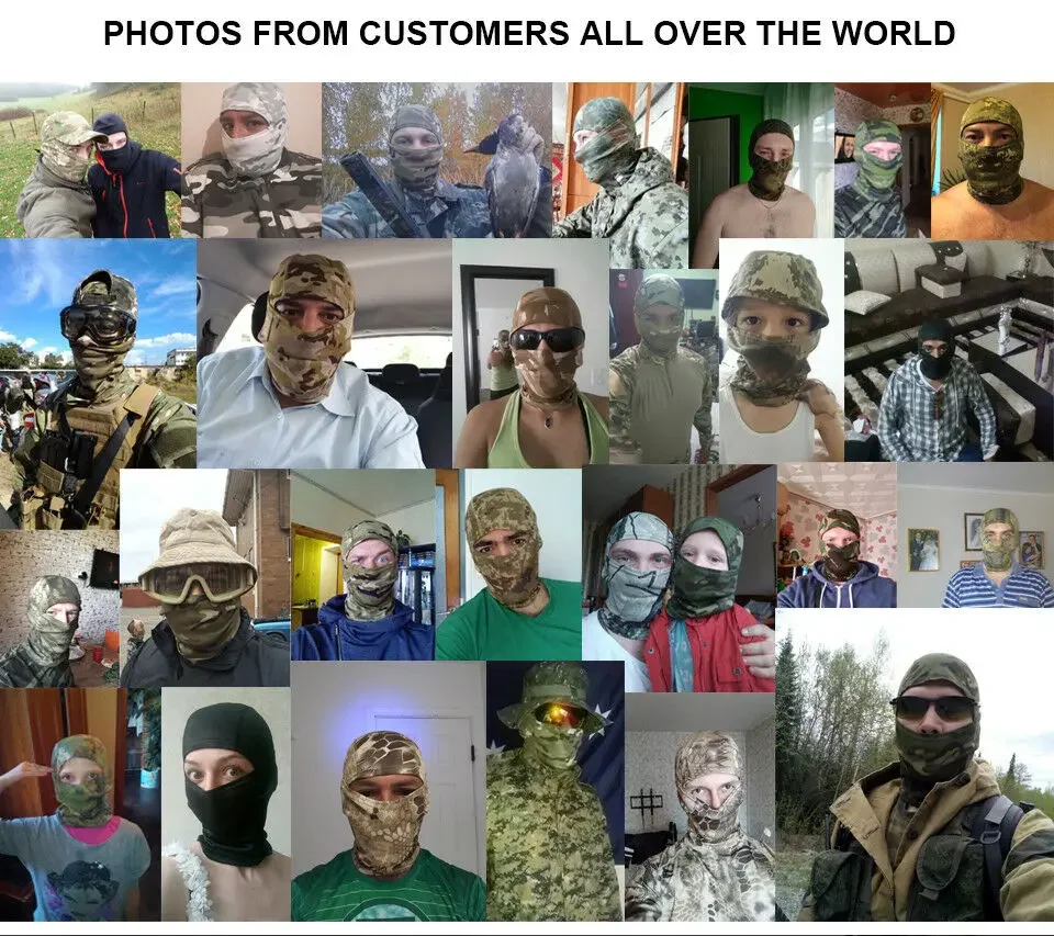 Balaclava Mask Multicam Camouflage Quick-dry Mask Balaclava Tactical Airsoft Paintball Bicycle Neck Hat Cover Liner Full Face Cover Men Women