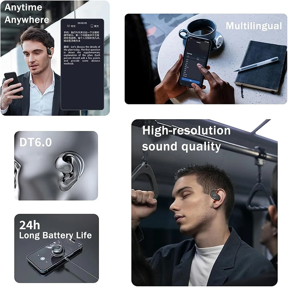 144 Languages Translator Headphones BT 5.0 Real Time Translation Earbuds 360&deg; Hi-Fi Stereo Sound Wireless Open-Ear Headphones translator earbuds translator earphones
