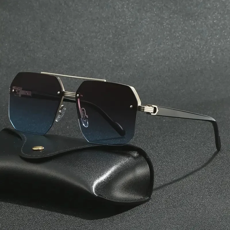Stylish Retro Aviator Sunglasses with Double Bridge Metal Design and UV400 Protection