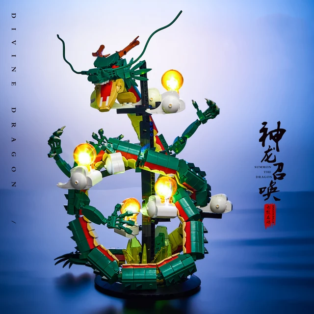 Glowing Build-able Divine Dragon Shenron Lego set with Light up