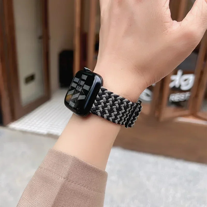 Braided Elastic Adjustable Watch Band with Strap Bracelet Design
