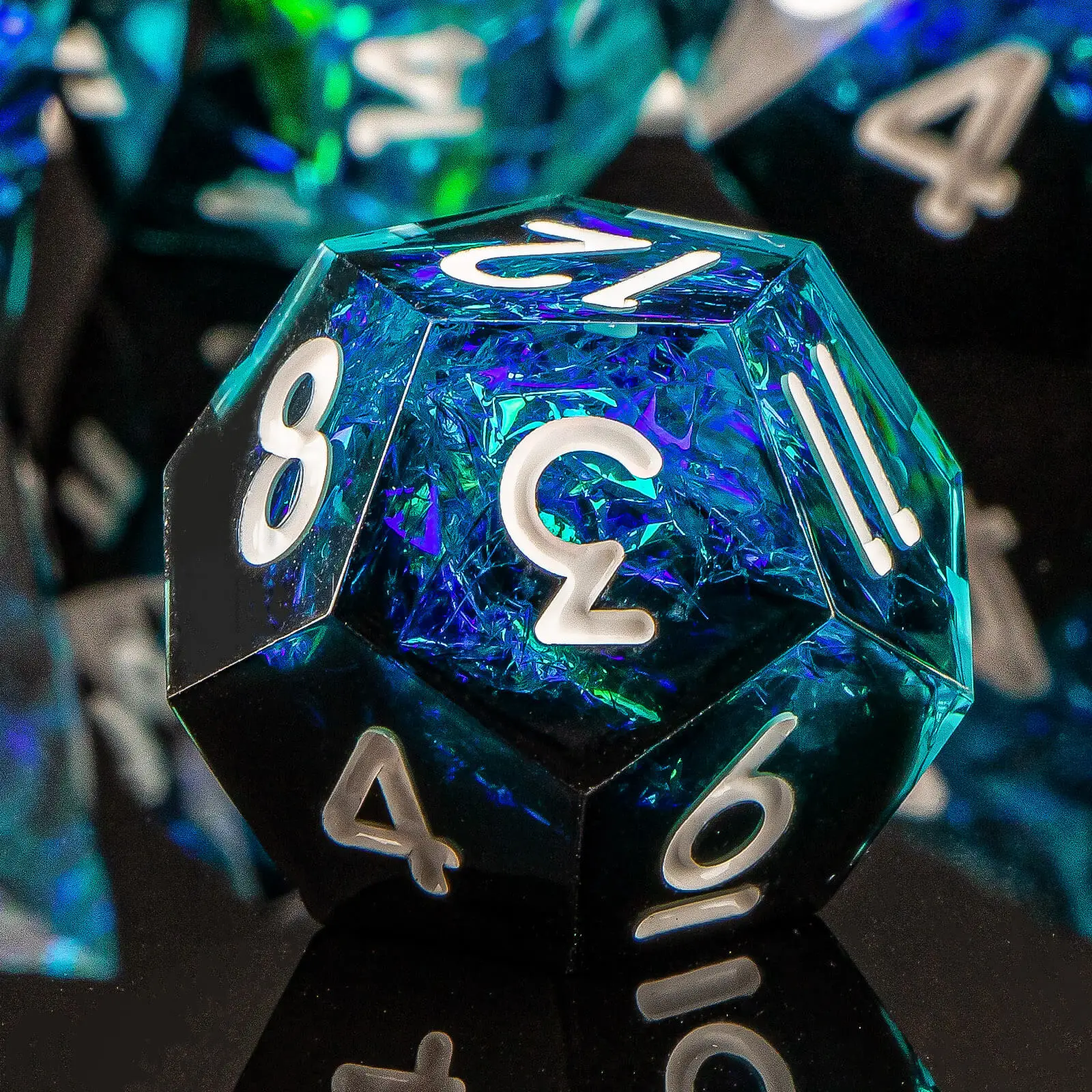 DND 수지 샤프 에지 주사위 세트, 수제 D 및 D 던전 및 드래곤 주사위, RPG 역할 놀이 게임 D&D 주사위 D20 D12 D10 D8 D6 D4