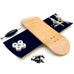 Premium Fingerboard Set - Maple Wood Deck with Metal Trucks & Bearing Wheels (32mm Teak)