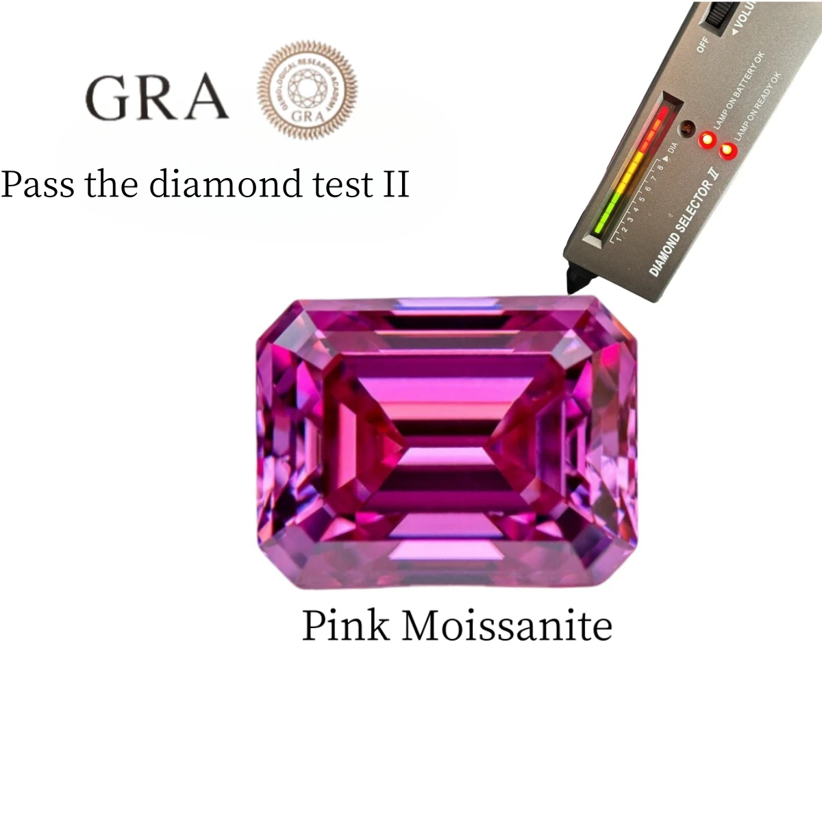 Emerald Cut  synthetic Gemstone  with GRA Certificate Pink Color Moissanite Stone Wholesale for DIY Jewelry Ring Necklace  Make