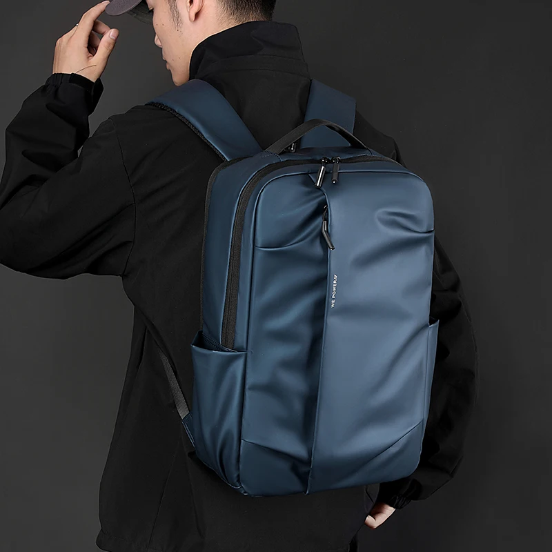 14 Inch Laptop Backpack For Men New Urban Leisure Business Back Pack Simple Solid Color College Textbook Bagpack Black Gray Blue 3