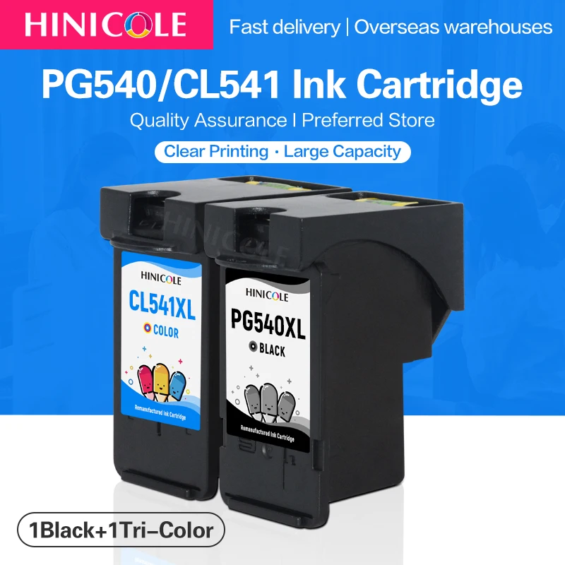 

HINICOLE PG-540XL PG540 CL541 For Canon PG 540 CL 541 CL-541XL Ink Cartrdige For Canon PIXMA MG2100 MG2150 MG2200 MG2250 Printer
