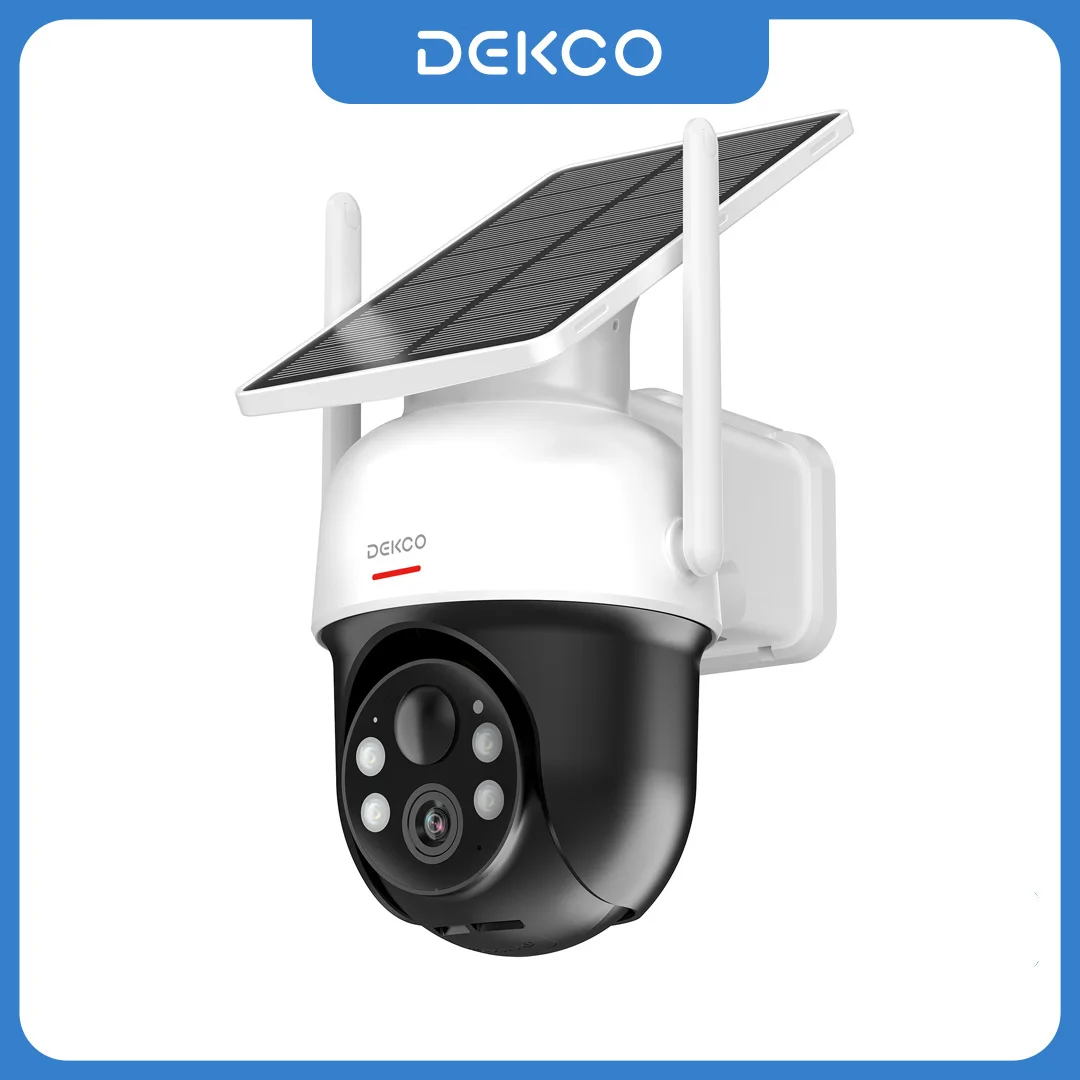 Dekco 3MP 100% Wire-Free Solar WiFi Camera 5000mAh Battery Two-way Audio Security Camera Wireless Solar Panel PTZ CCTV Camera 1