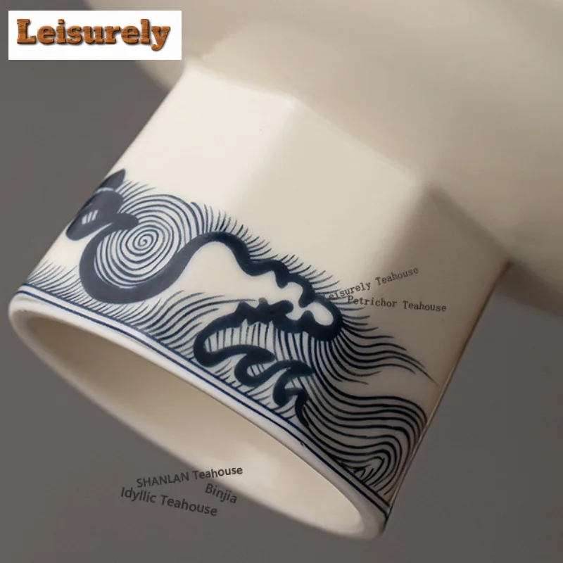 Ru Kiln Doucai Fruit Dishes Vintage Pastry Plate Dessert Candy Dish Household Sharing Plate Chinese Tea Set Supplies Ornaments