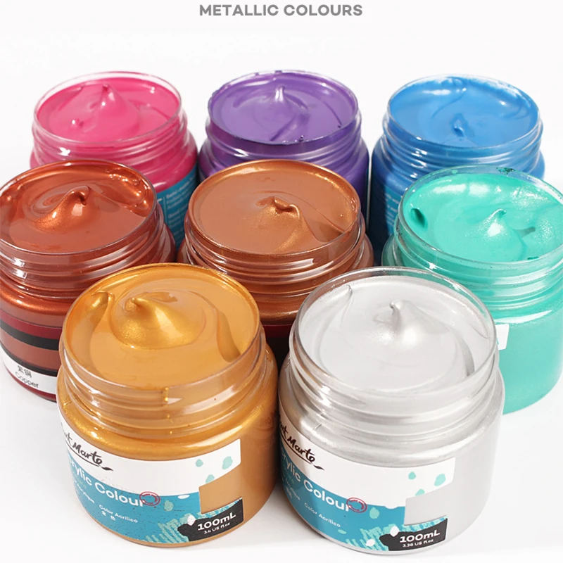 Metallic Acrylic Paint 100ml/3.38oz Bottles Rich Pigments For many surfaces Non Fad acrylic paint,acrylic pigment