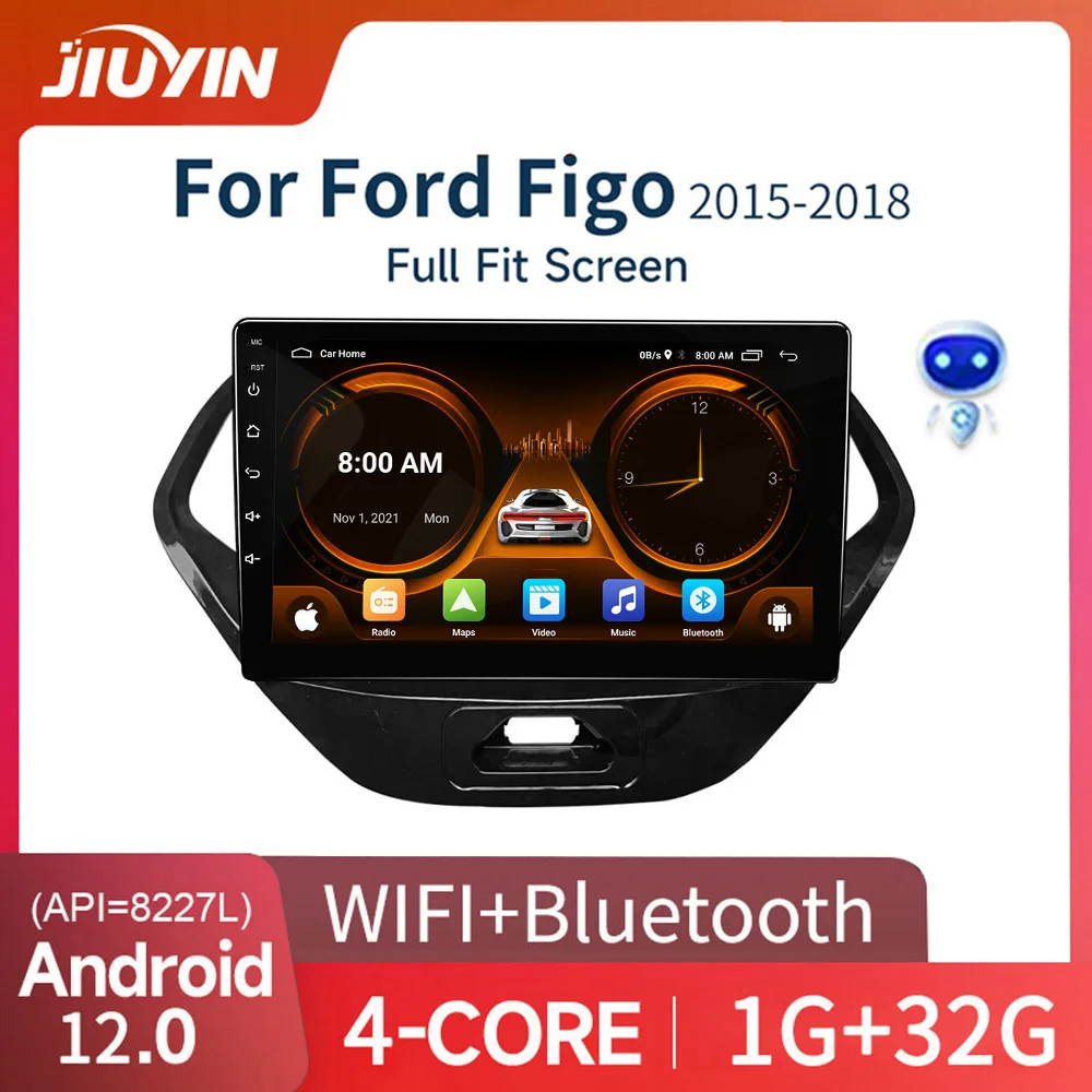 

JIUYIN 2 Din Car Android Radio Multimedia Player For Ford Figo 2015-2018 HD Screen Bluetooth USB Carplay MP5 FM Stereo GPS DSP