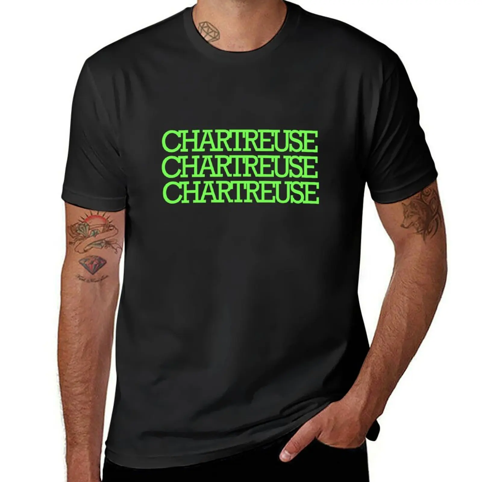Chartresue Chartreuse Chartreuse Color T-Shirt Funnys Top Abbigliamento Vintage Mens Graphic T-Shirt Pack