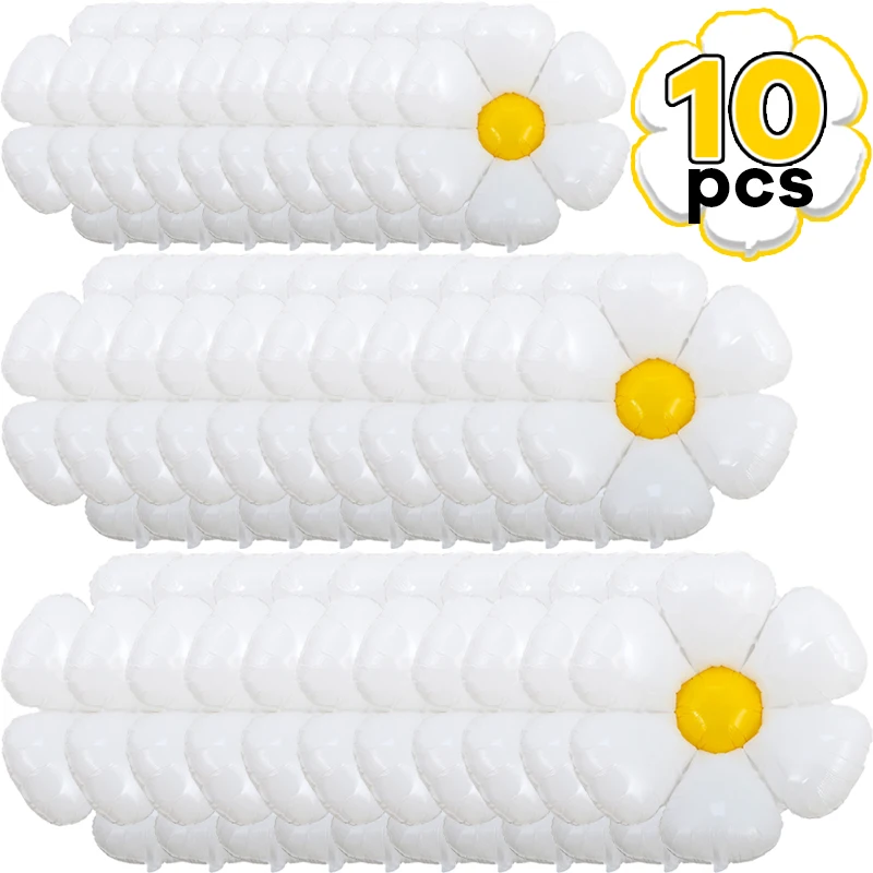 Large White Daisy Flower Foil Balloon Sunflower Helium Balloons for Baby Shower Kids Birthday Party Wedding Decoration Wholesale