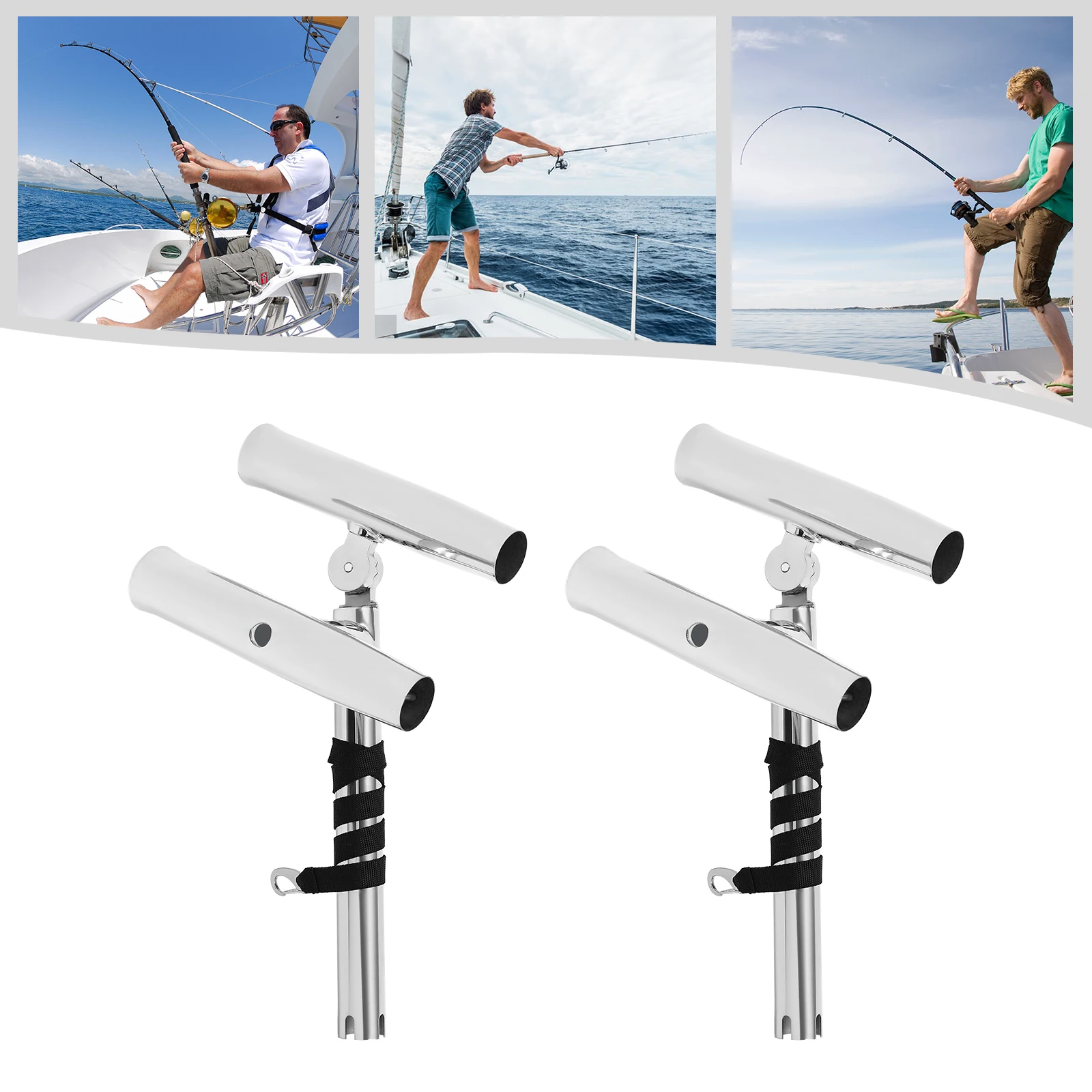 2pcs Double-head Stainless Steel Fishing Dual Rod Stainless Steel Silver Fishing  Rod Holder Adjustable Rod Holder - AliExpress