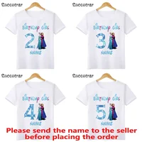Disney Princess Frozen Elsa Anna Birthday Girl T-shirt Kids Clothes 1 2 3 4 5 6 7 8 9 Years Girls T shirt Children's clothing 1